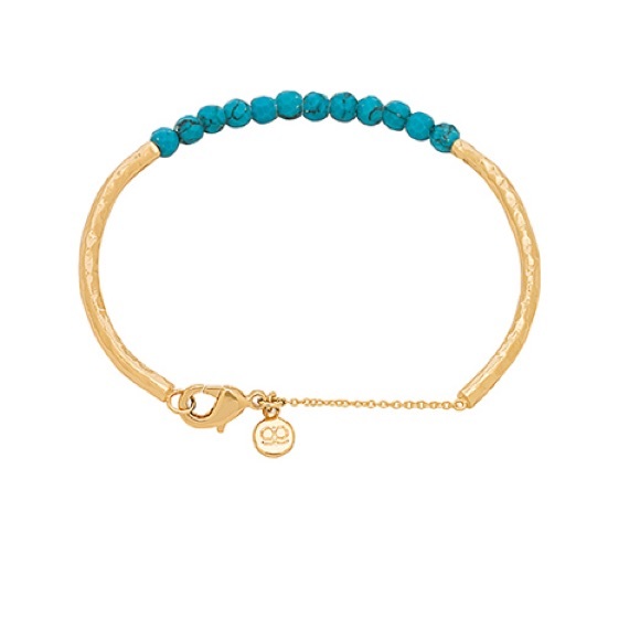 Gorjana NWT Power Gemstone Cuff Bracelet | Gold and Turquoise - Picture 3 of 9